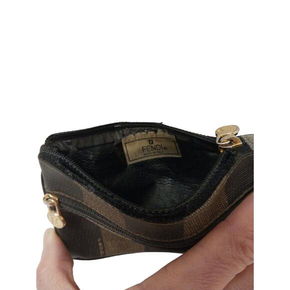 Fendi PEQUIN Zip Coin Case Business Card Case Zipper Damage Useable Clean Auth - Picture 6 of 16